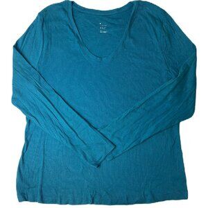 Women’s Teal Scoop-Neck Long Sleeve T-Shirt - Size 1X | Soft Stretch Fabric  NEW